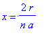 x = 2*r/n/a